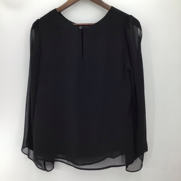 Peter Nygard Black Shiffon Split Sleeve Blouse - Picture 2 of 10